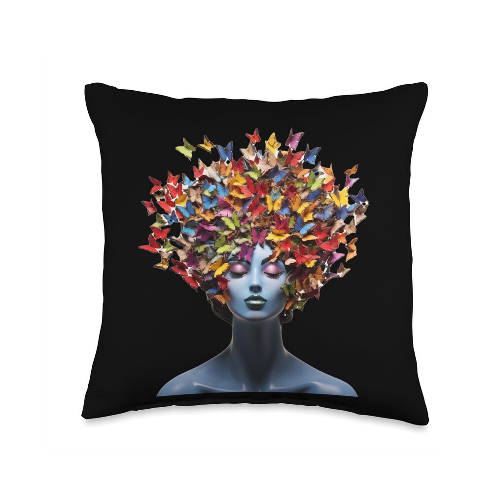 5748 Butterfly Radiant Fusion of Fluttering Colors Throw Pillow